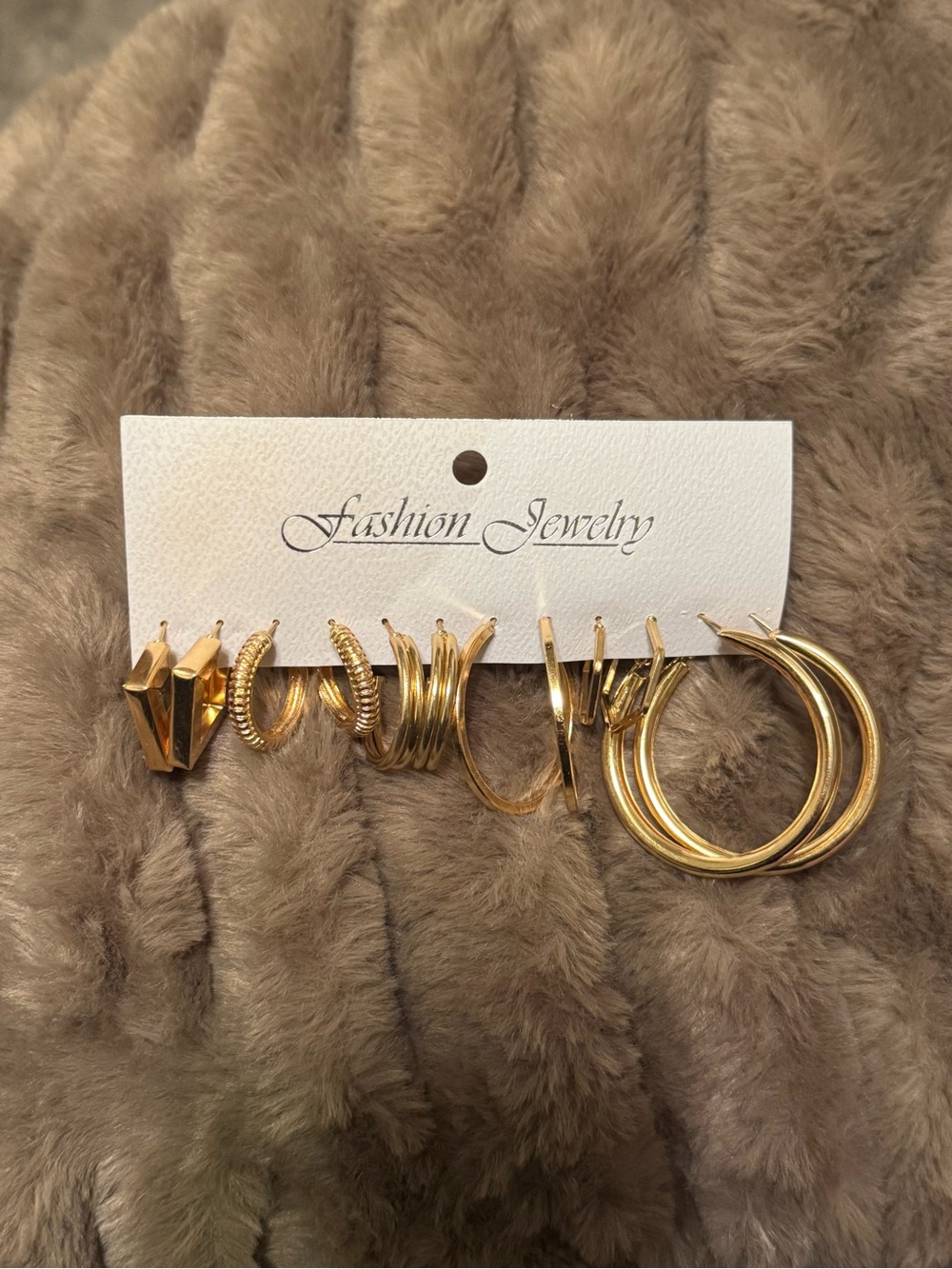 Gold Tone Mixed Hoop Earring Set of 6